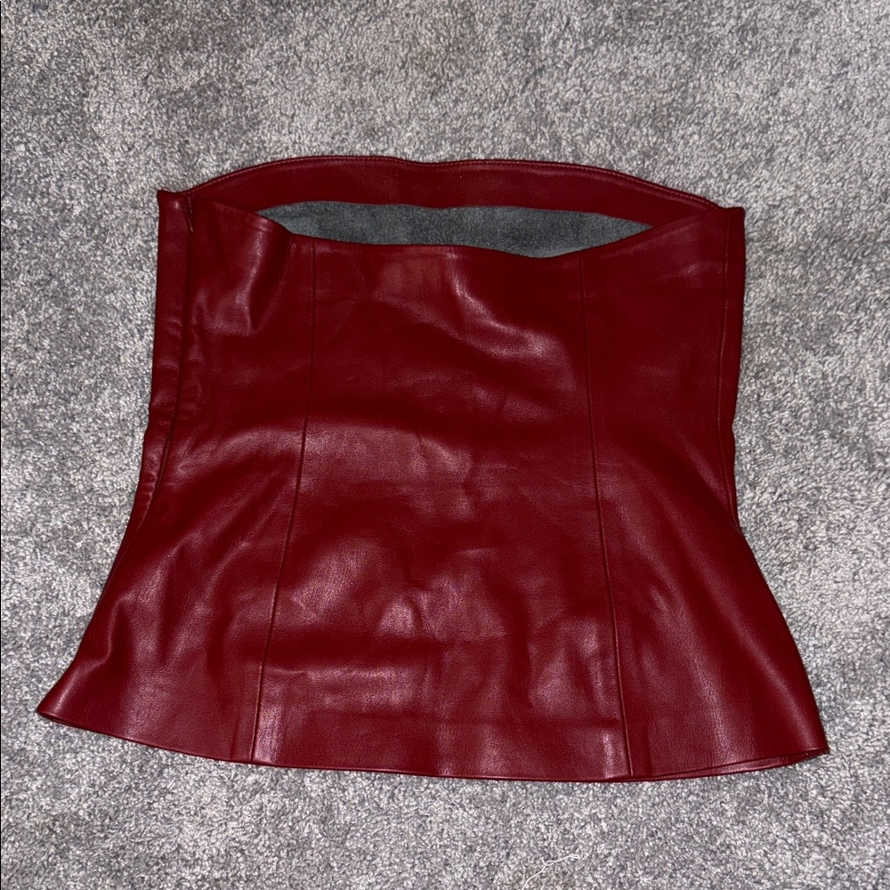 Red fake leather Corset Top